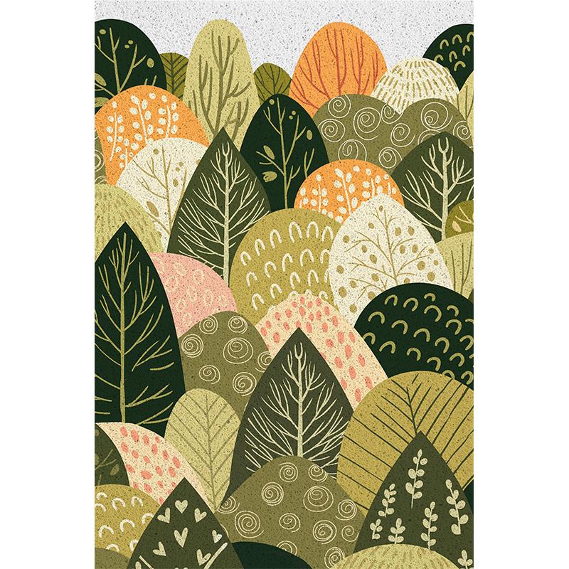 Лесной приветственный коврик Входной ковер Коврик для двери для помещений и улицы Низкопрофильный коврик для двери Моющийся Нескользящая резиновая основа Низкопрофильный коврик