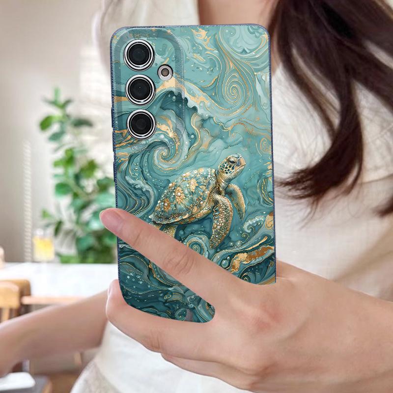 Чехол с принтом Рыба-черепаха для Samsung A57 A37 A17 A56 A36 A16 A55 A35 A15 A54 5G S21 FE S22 S23 S24 Plus S25 S26 Ultra Силиконовый чехол с текстурой кожи