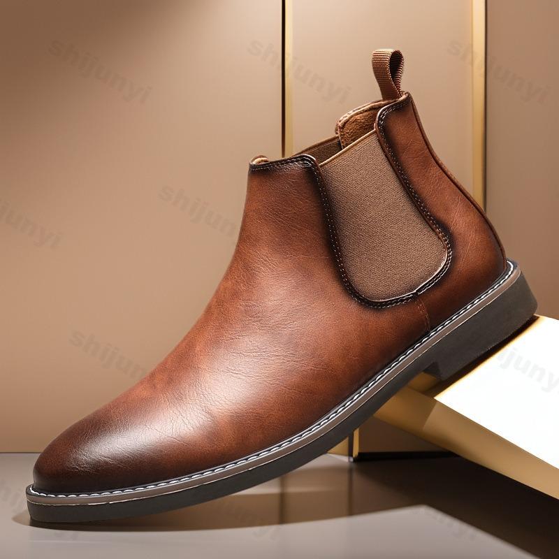 Fashion Mens Business Casual Leather Boot 2025 Autumn Fashion Chelsea Boots Brand British Style Short Boots Men Ankle Dress Shoes Botas