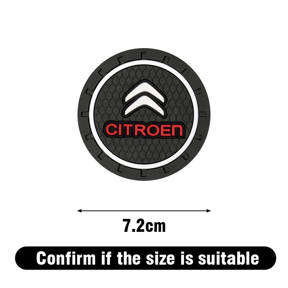 2Pcs Car Coaster Water Cup Holder Anti-Slip Silicone Mat For Citroen C1 C2 C3 C4L VTS C-ELYSEE C3-XR Celysee DS Car Accessories