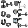 6 Pairs Stainless Steel CZ Stud Earrings Huggie Hoop Ear Piercing for Women Men Set Fashion Jewelry