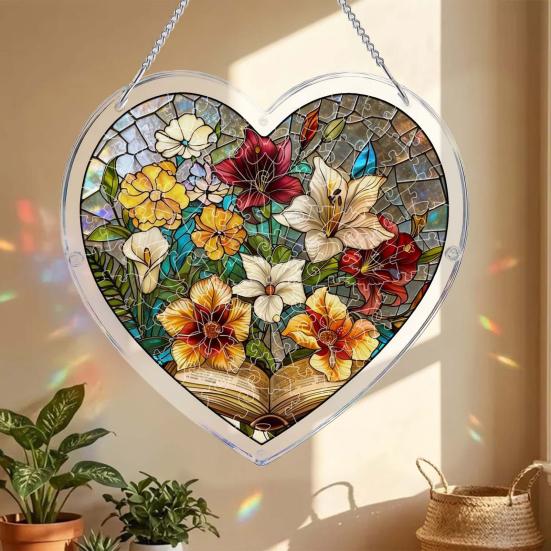 yangyizhi Suncatcher Puzzle Pendant, Durable Acrylic Window Hanging, with 3D Pattern, Stained Glass Effect Waterproof Decorative Ornament, for