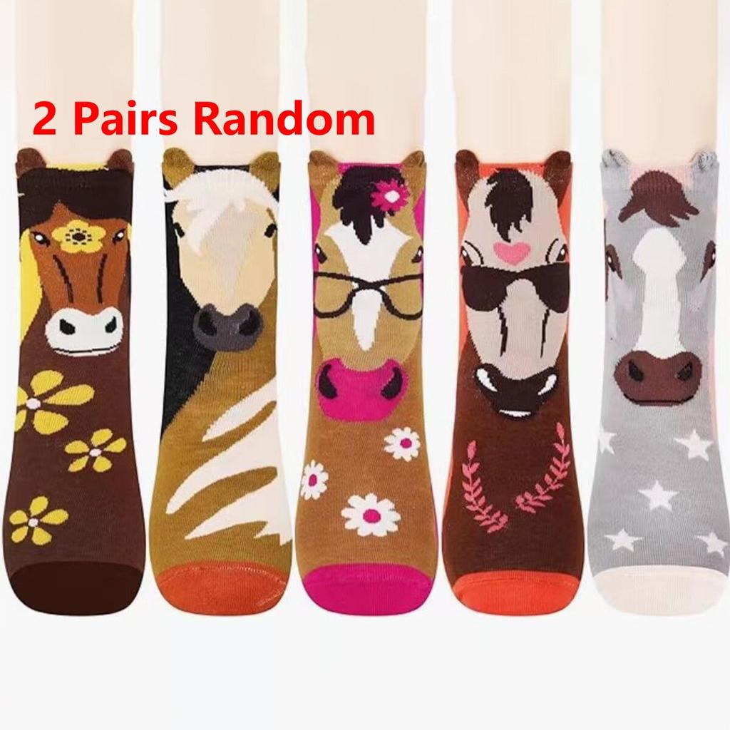 Женские носки до середины икры, осенне-зимний стиль, модные и персонализированные комичные носки до середины икры с рисунком пони, носки уличной моды