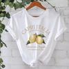 Women's Lemon Print Pure Cotton Short-Sleeve T-Shirt, European & American Style, Round Neck Summer Design