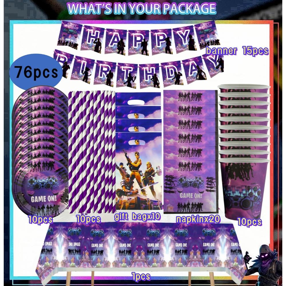 Игровой автомат Fortnition Декорации для дня рождения Набор посуды на 10 человек Задний фон Воздушный шар с альпакой Для детского праздника