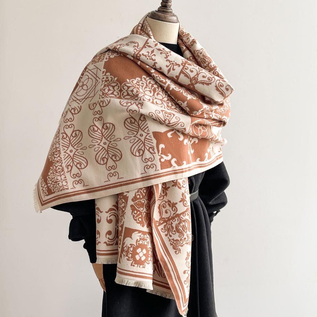 High End Scarf for Women In Winter Light Luxury and Warm Imitation Cashmere Shawl with Square Double Sided Scarf New Style