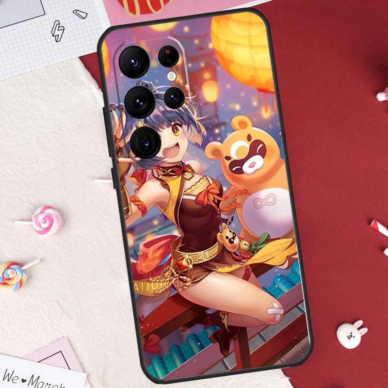 Guoba Xiangling Genshin Impact Case For Samsung Galaxy S25 FE S23 FE S20 S21 S22 S24 S25 S26 Ultra S10 S25 Plus Cover Shell