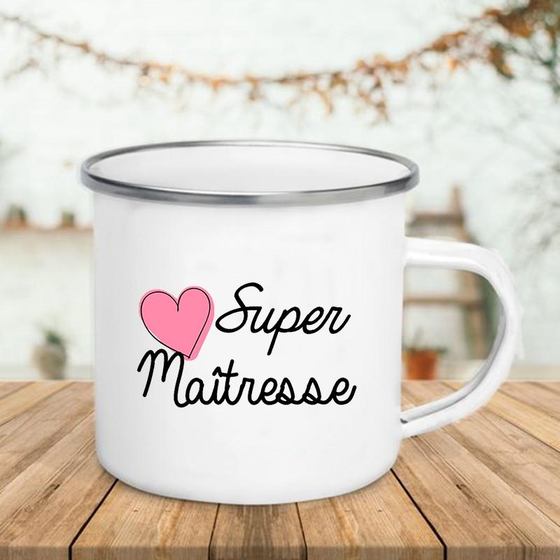 Кружки с французской печатью, креативные чашки для кофе, чая, напитков, воды, молока, кружка с эмалью, ручка для школы, дома, посуда для питья, лучшие подарки для учителей