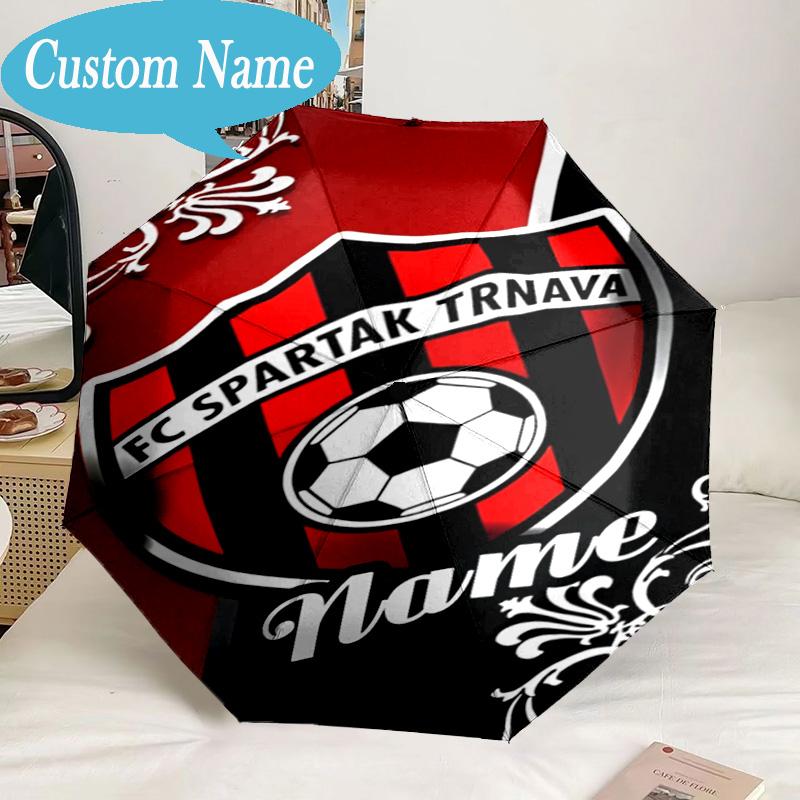 Custom Name Umbrella Spartak Trnava Football Crest Umbrella 8-Frame for Travel, Camping, Casual Lightweight Portable, Essential for Family Gifts