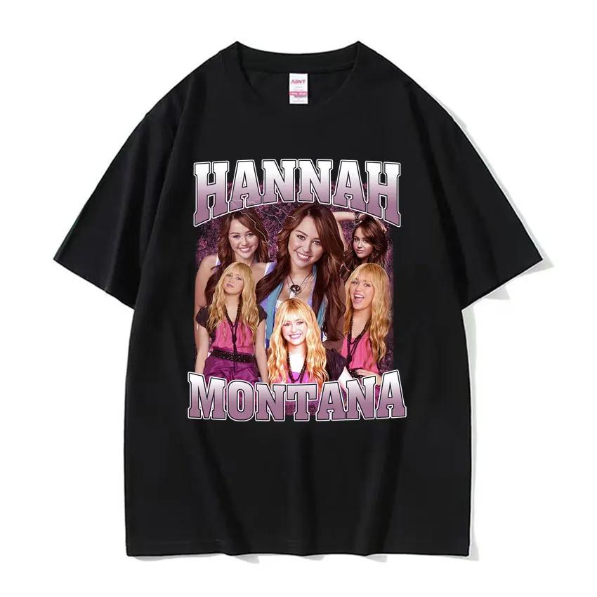 Summer Hannah Montana Logo T Shirt Men Women Casual Short Sleeve Tee Shirt Unisex Fashion Aesthetic Trend Y2K T-shirt Streetwear