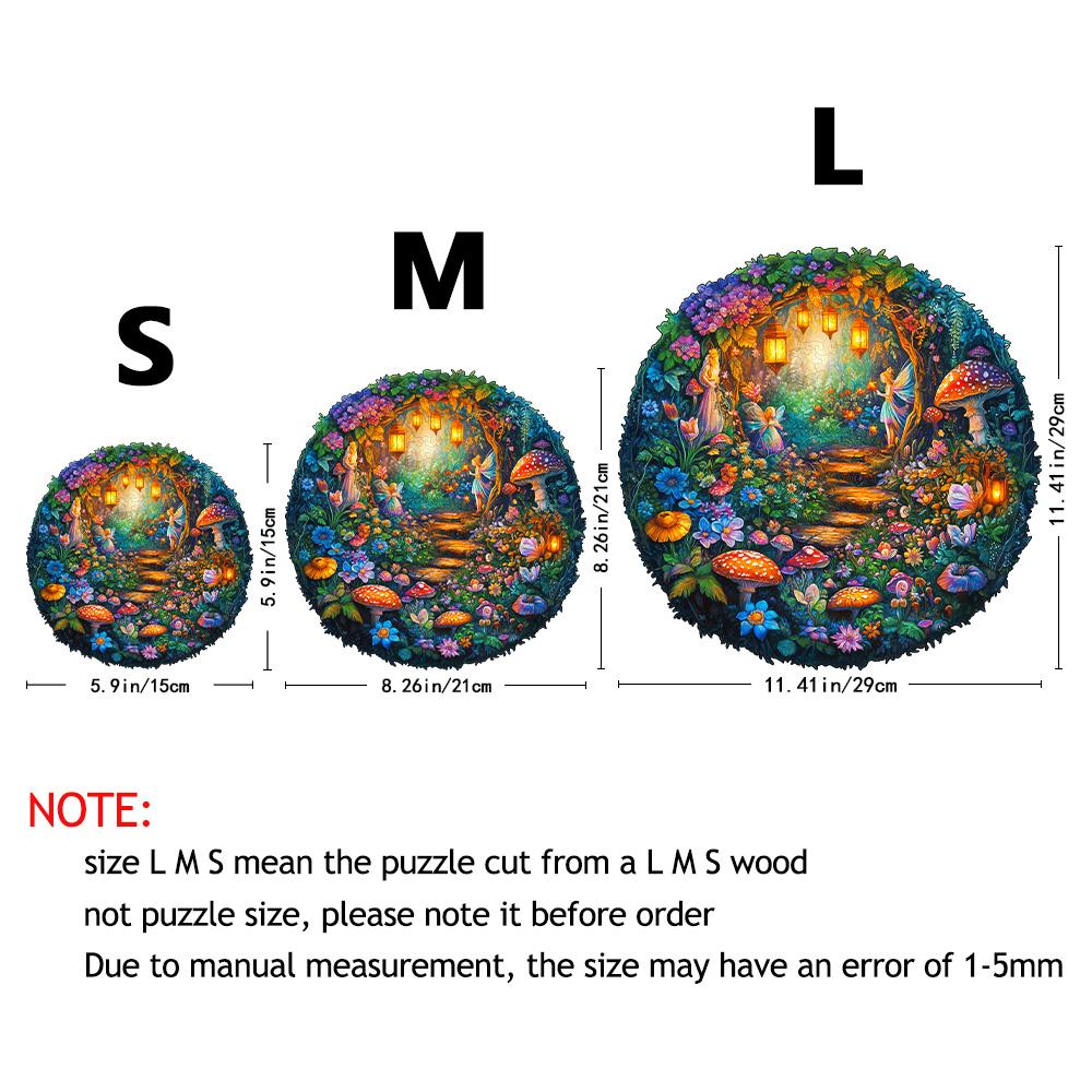 Деревянные пазлы для взрослых - Пазл 'Волшебный гриб', Пазл уникальной формы, Плоский пазл с 3D визуальным эффектом, Деревянный 'Таинственный лес'