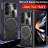 Чехол-книжка с выдвижной линзой для Samsung Galaxy Z Fold 7, бронированный чехол для Samsung Z Fold 7 6 5 4, чехол с вращающимся магнитным кольцом-подставкой
