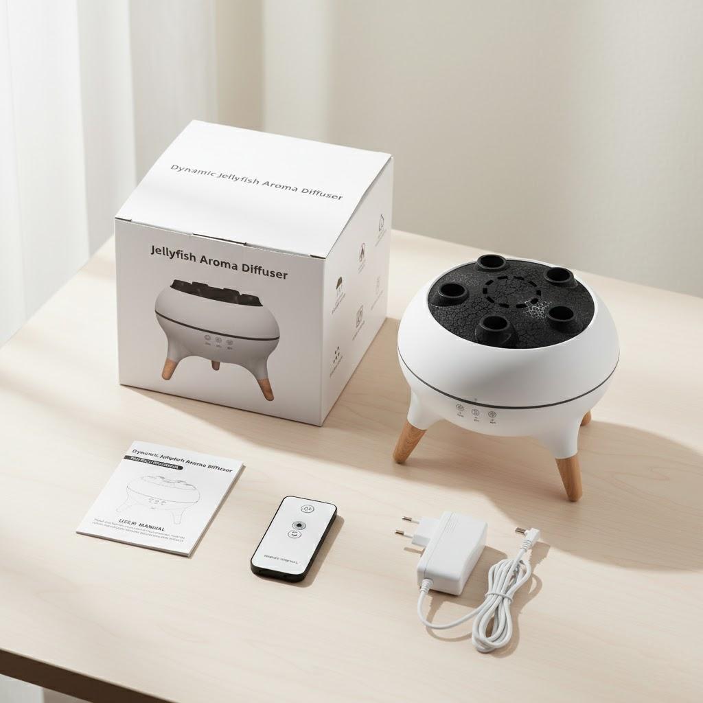 Dynamic Jellyfish Cool Mist Humidifier 7 Color Lights Aromatherapy Diffuser 28dB Quiet Automatic Shutoff for Bedroom