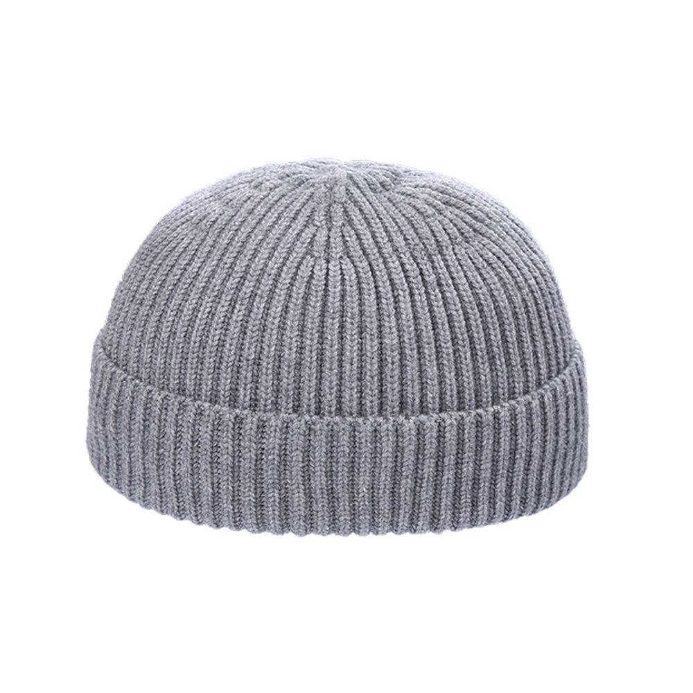 Bonnet  Hat Solid Color Women Skullcap Knitted Brimless Hat Korean Style Beanie Hats Men Docker Cap