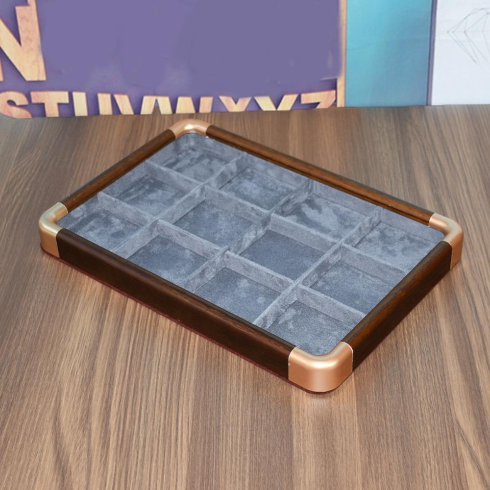 Деревянный поднос для украшений большой вместимости, бархатный держатель для демонстрации украшений, органайзер для украшений, хранение украшений