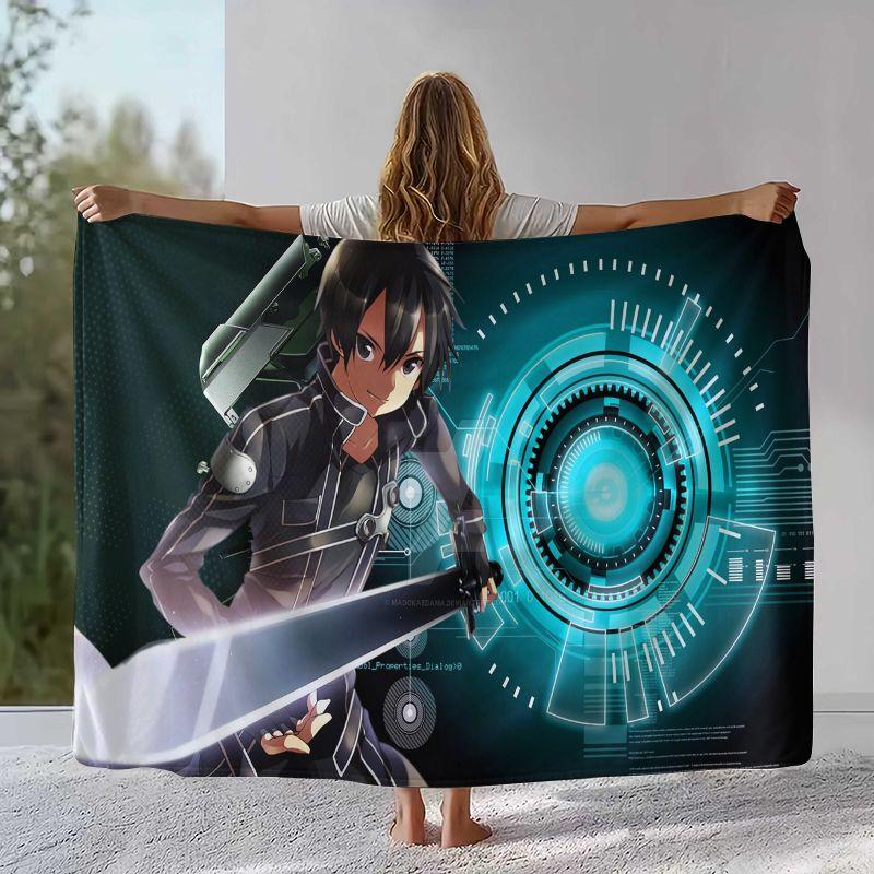 Мультяшное фланелевое одеяло Sword Art Online SAO, Ультрамягкое теплое плюшевое покрывало для дома, спальни, кровати, дивана, кемпинга, пикника, подарок
