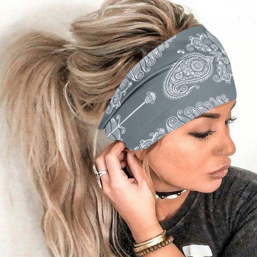 Женская повязка на голову с принтом, спортивная повязка для волос с широким краем, повязка на голову для йоги, мягкая повязка для волос, головной убор, повязка для волос
