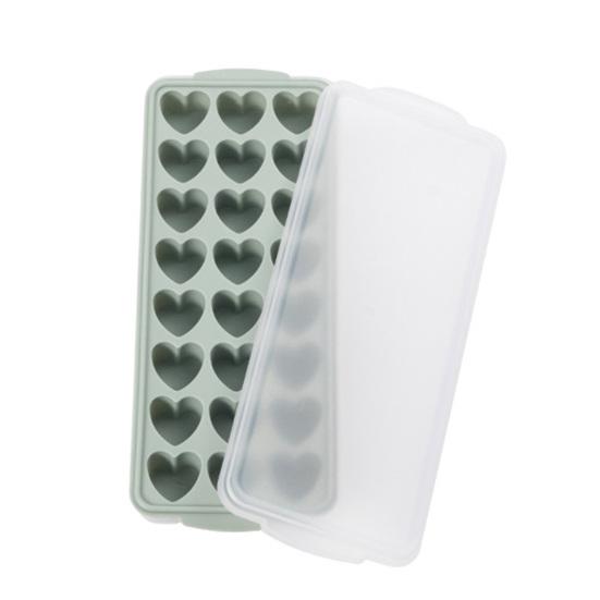 Ice Grid Mould Heart-shaped Ice Lattice Mold with Lid Stackable Easy To Remove Food Grade Silicone Tray Ice Cube Maker