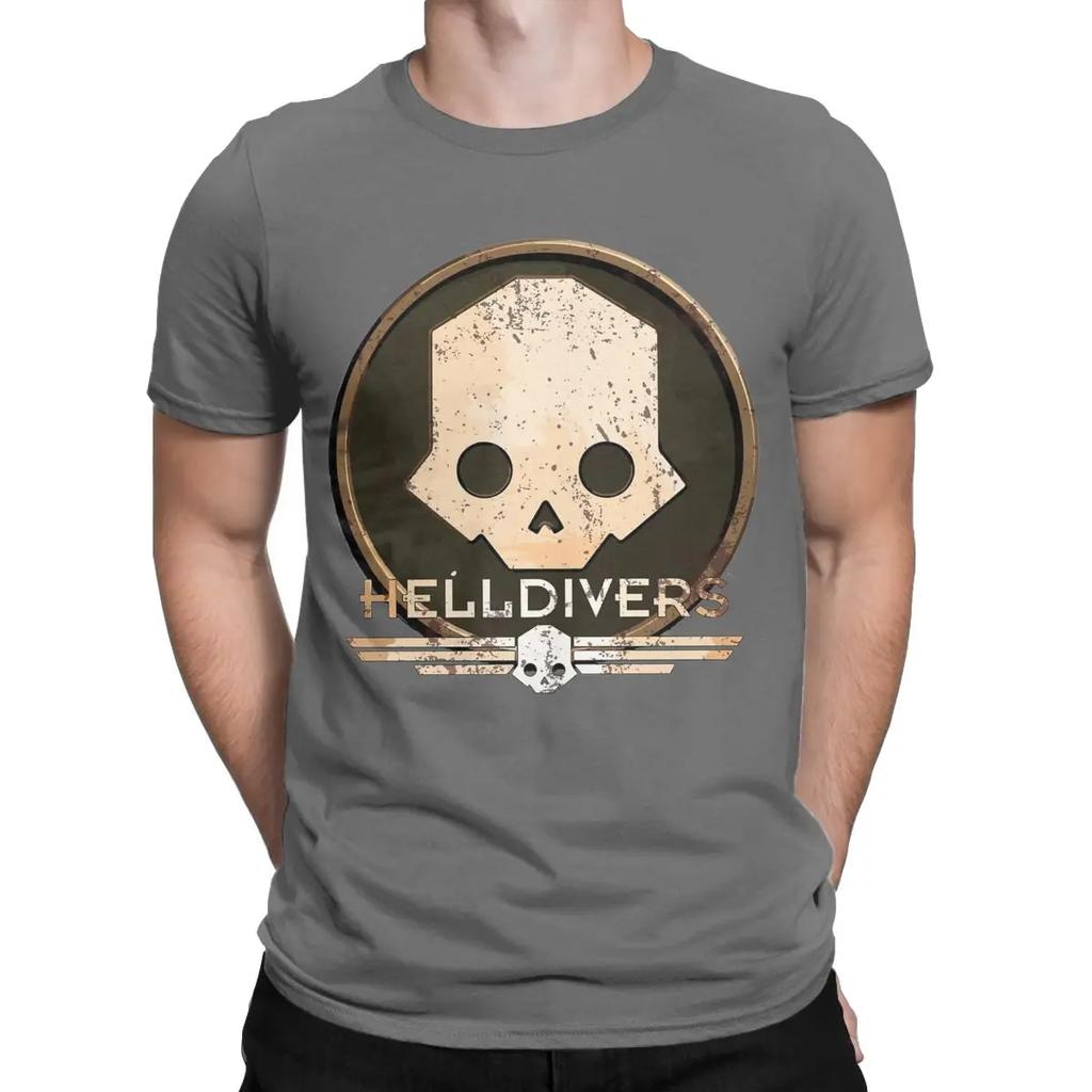 Helldivers Научно-фантастическая Видеоигра Мужская Футболка Хипстерские Футболки С Коротким Рукавом С Круглым Вырезом Чистый Хлопок 4XL Одежда