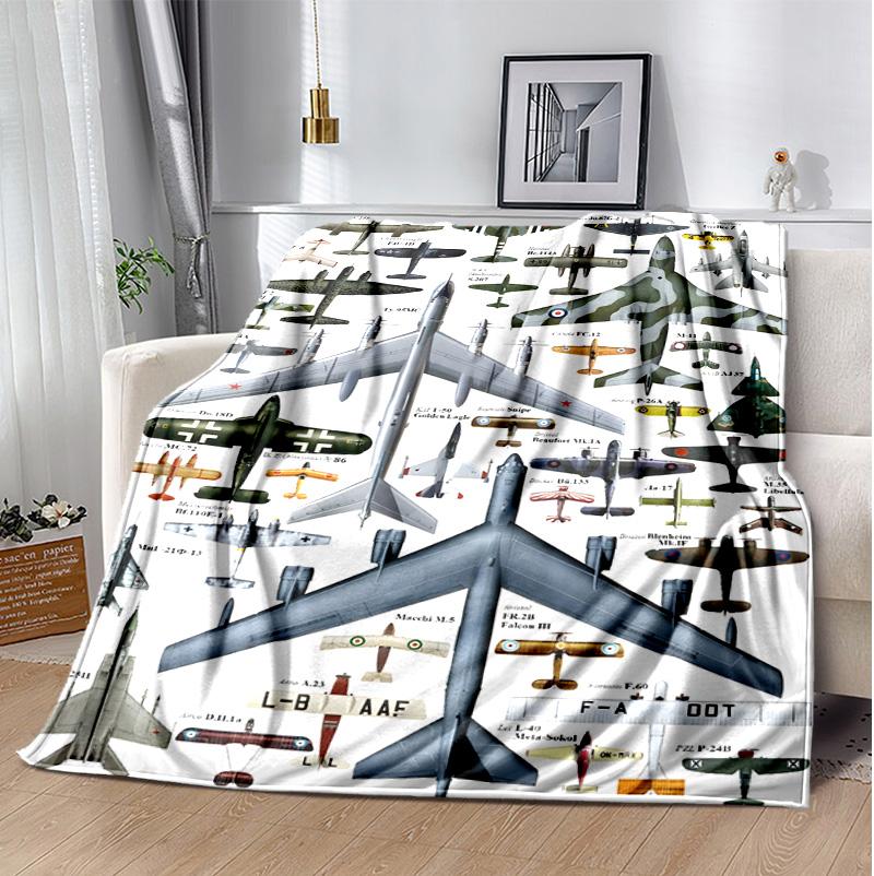 Aircraft Flannel Blanket Soft Warm All-Season Throw, Design for Camping, Car Travel, Hiking Sofa, Bed, Office Perfect Gift for Parties
