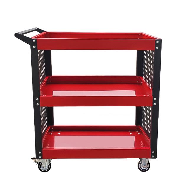 Stainless Steel Multi-Layer Tool Cart: Heavy-Duty Mobile Trolley with Pegboard for Auto Repair Shops