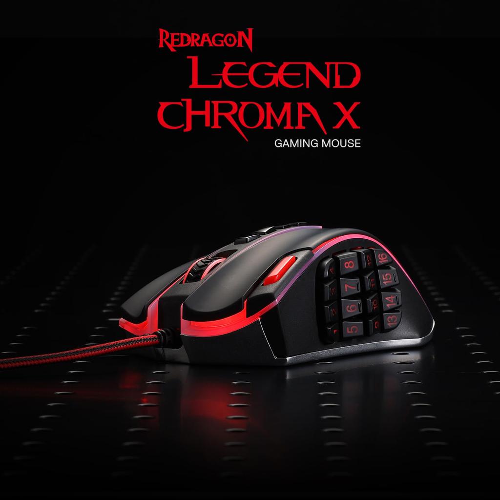 Redragon M990 MMO Игровая Мышь 32000 DPI Проводная RGB Игровая 23 Программируемых 16 Боковых Макро Клавиш Программное Обеспечение Алюминиевое Основание, Мышь Высокой Точности, Кнопки, Клавиши,