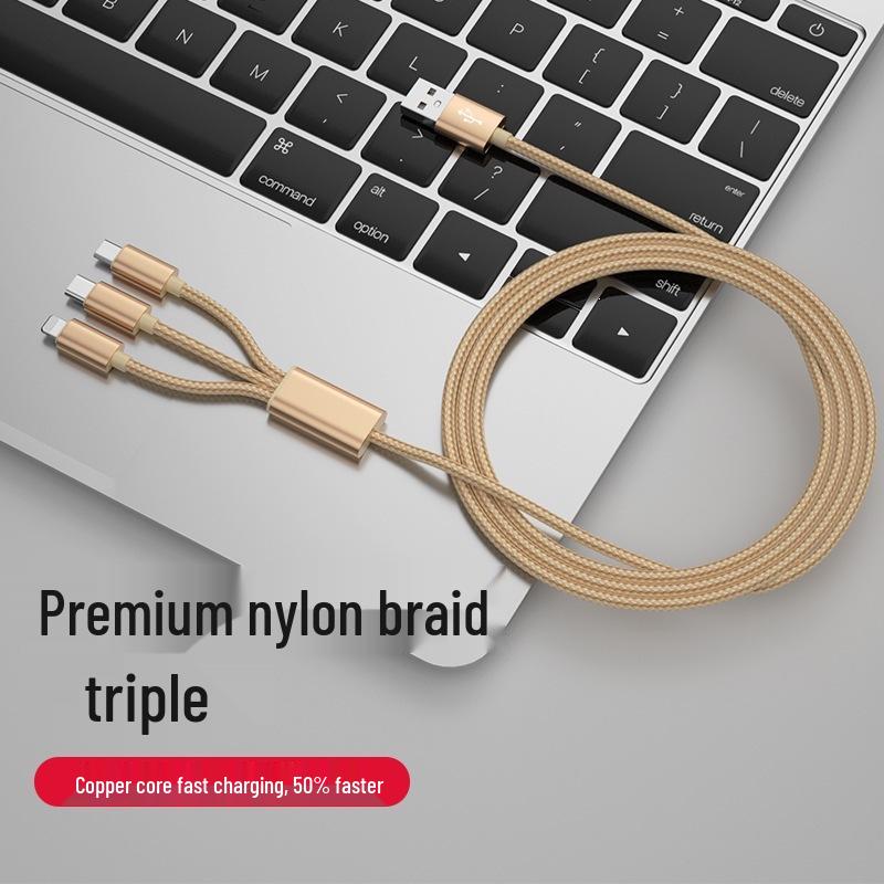 2-метровый плетеный кабель 3-в-1 для зарядки Apple, Type-C, Huawei, Android; Удлинитель 1,2 м, конструкция с 3 головками