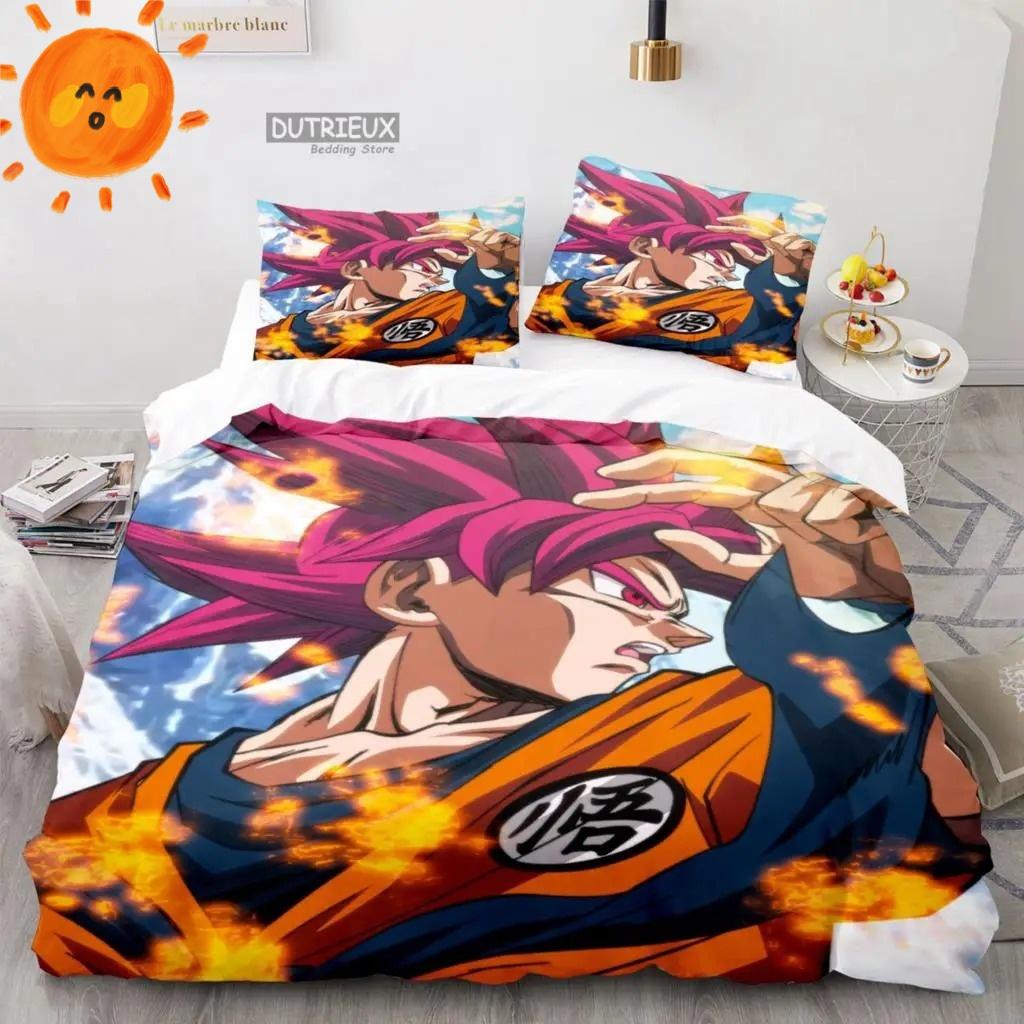 Japanese Anime Dragon Ball Bedding Set Goku Duvet Cover Comforter Bedclothes Single Twin Full Queen Size 3D Kids Adult Boys Gift
