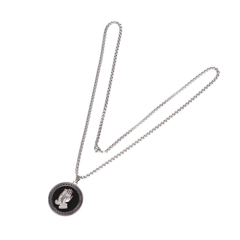 Ожерелье из титановой стали Хип-хоп Мужское Хип-хоп Ретро Круглый кулон Бергамот