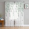 Green Leaves Plant Tulle Curtains Living Room Kitchen Chiffon Curtain Bedroom Balcony Sheer Curtain Fashion Home Decor