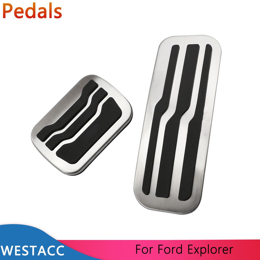 Автомобильные педали из нержавеющей стали, защитный чехол для педали газа и тормоза акселератора для Ford Explorer 2011-запчасти