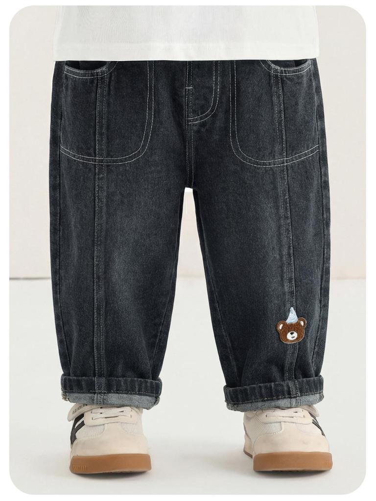 Весенние джинсы для детей Kaka Panda: Модные длинные брюки для мальчиков и девочек, идеально подходят для малышей весной и осенью.