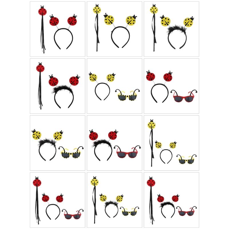 Аксессуары для костюма божьей коровки, Костюм божьей коровки, Очки божьей коровки, Повязка на голову божьей коровки, Волшебная палочка феи для Хэллоуина, Маскарад, Косплей