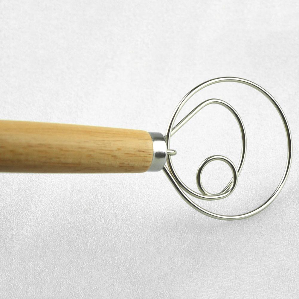 Датский блендер для теста из нержавеющей стали с деревянной ручкой, венчик для хлеба, инструмент для выпечки