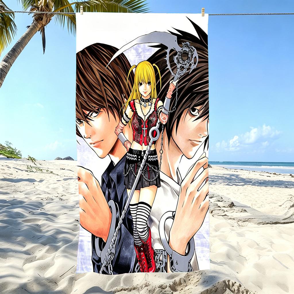 1 шт. Пляжное полотенце в тематике D-Death Note, микрофибра, быстросохнущее, мягкое, приятное для кожи, спортивное полотенце для спортзала, модные пляжные аксессуары