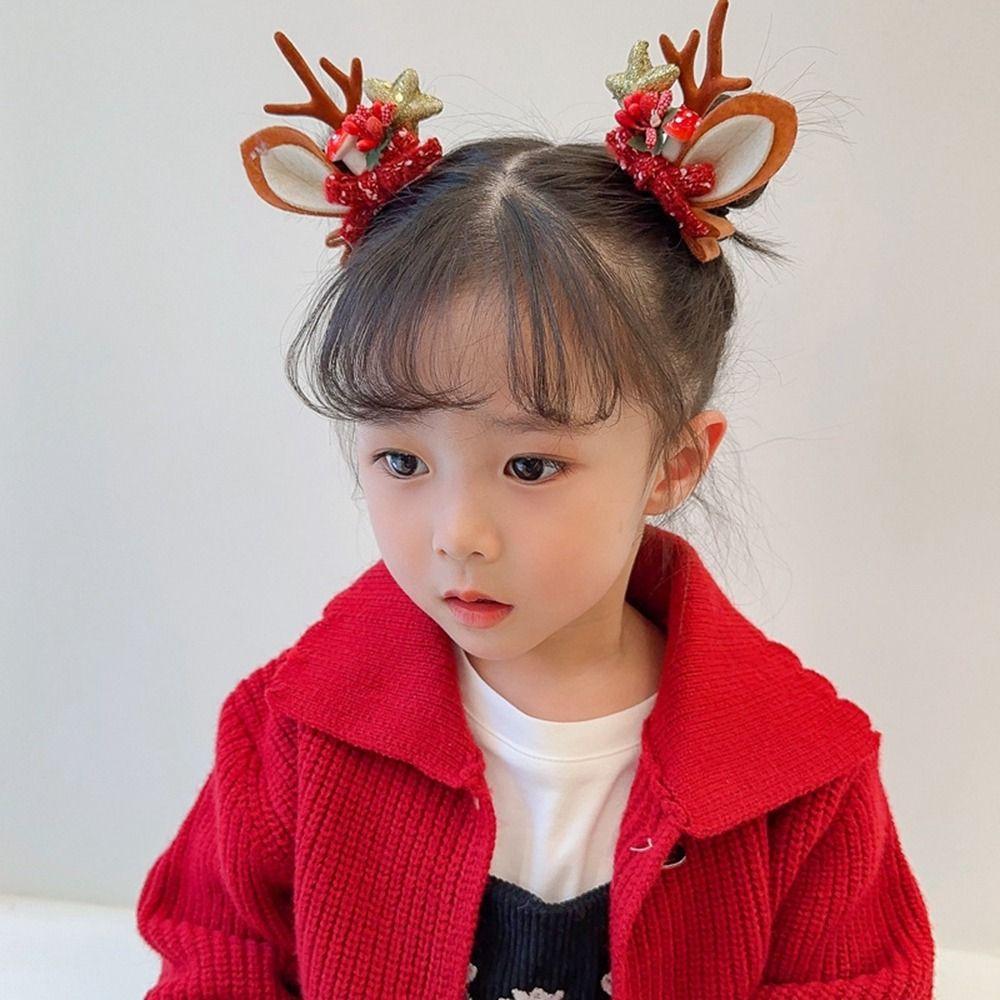 Headband Merry Christmas Decor Children Hair Clip Christmas Headwear Elk Hair Hoop Antler Hairpin
