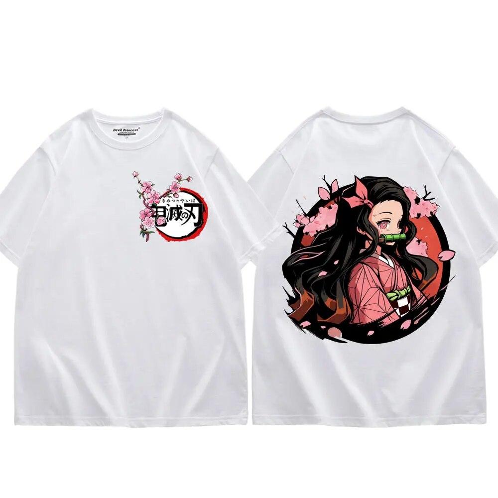Japan Anime Demon Slayer Kamado Nezuko Print T Shirt Unisex Women Fashion Trend Short Sleeve T Shirts Kawaii Cute Oversized T-shirt
