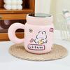 Мультяшная керамическая чашка с крышкой, милая, с индивидуальностью, креативная кружка, большая вместимость, высокая ценность, подарок для девушки/пары, чашка для воды