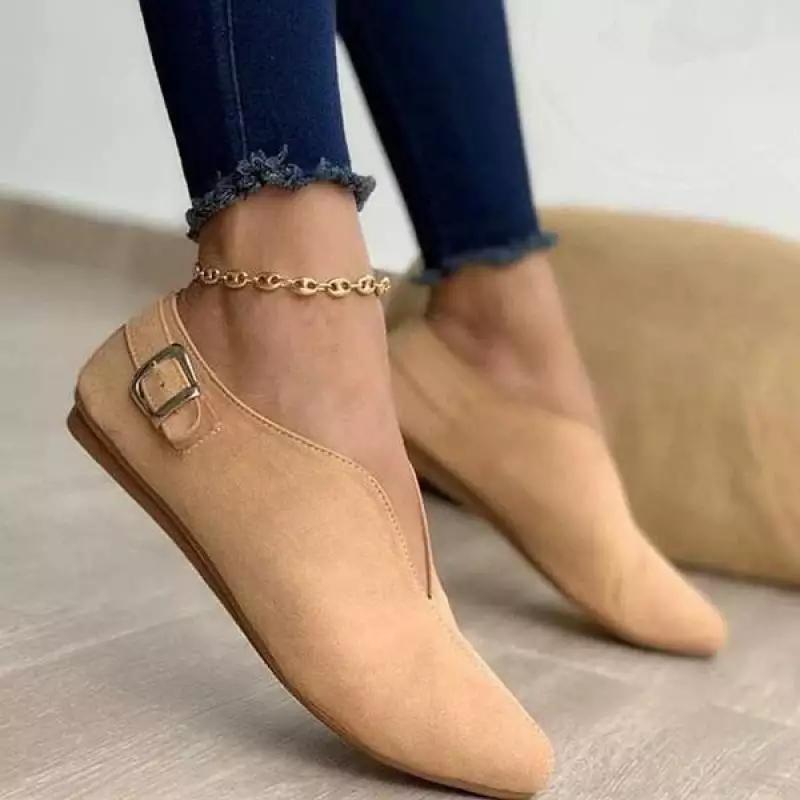 Fashion Women Loafers Retro Pointed Toe Suede Flat Shoes Summer Slip On Casual Shoes Female Feetwear Zapatos De Mujer Plus Size 35-43