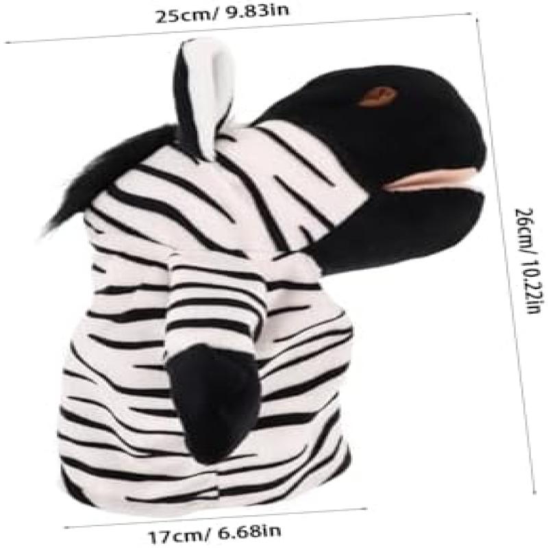 Zebra Finger Puppet with Mouth Opening Soft Plush Hand Puppet for Kindergarten Kids Parent-Child Interaction Puppet Theater Toy