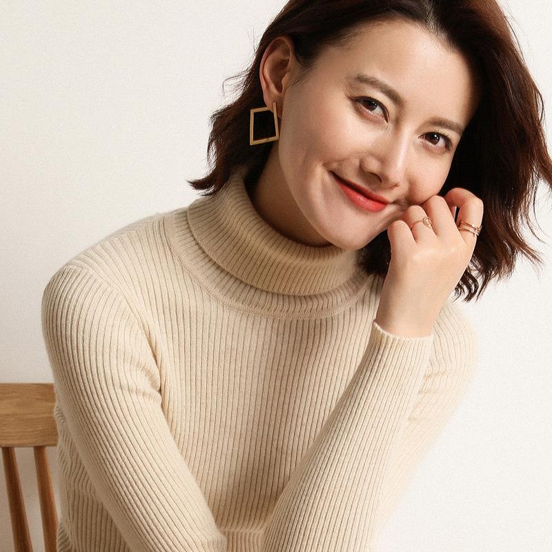 Водолазка Джемпер Женские Вязаные Блузки Модные Дамские Свитера Зимние Термобелье Полосатые Длинные Рукава Осенние Теплые Топы