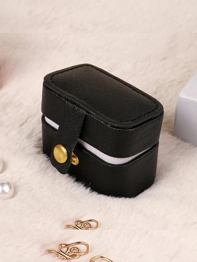 1pc Portable Jewelry Storage Box Travel Organizer Jewelry Case Leather Storage Earrings Necklace Ring Jewelry Organizer Display