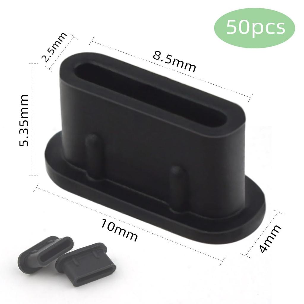 Пылезащитная заглушка Type-C Силиконовая заглушка для порта USB C Защита порта зарядки Совместима с большинством телефонов и ноутбуков с USB C Черная