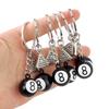 Fashion Creative Billiard Pool Keychain Table Ball Key Ring Lucky Black Key Chain 25Mm Resin Ball Jewelry Gift