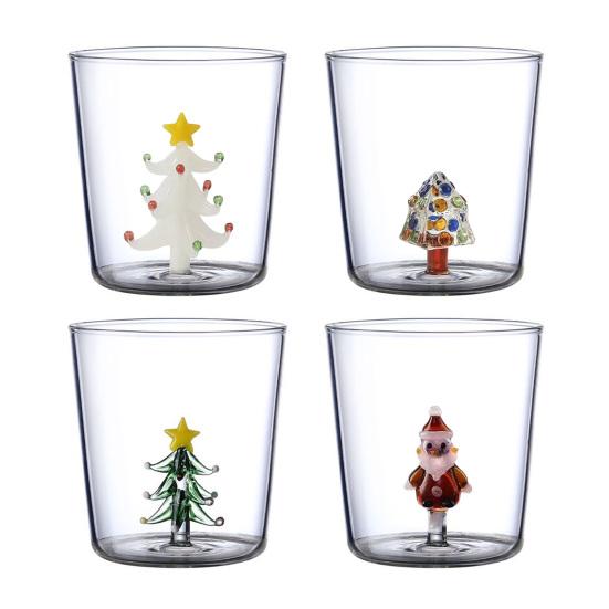 3D Новогодняя елка Стеклянная чашка Высокоборосиликатный бокал для вина для сока, коктейлей Праздничная посуда для напитков для праздничных торжеств