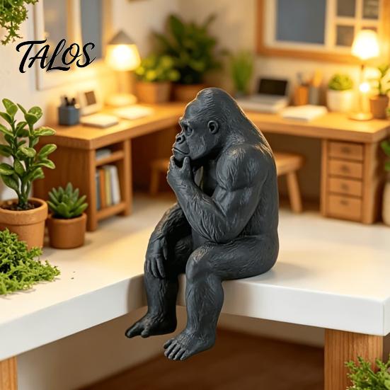Художественные настольные декоративные элементы 3D-печатная фигурка думающей гориллы, мини-статуэтка Мыслителя, украшение для офисной книжной полки, современный минимализм, сидящая