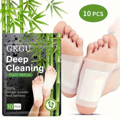 10 упаковок подушечек для ног Deep Clean, маска для ног с натуральным бамбуковым уксусом и порошком имбиря, уход за ногами, клейкие полоски, расслабляющие и согревающие средства после ванны для ног