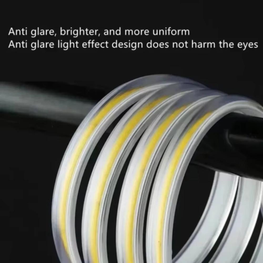 220V Led Strip Waterproof Lens COB Flexible Ribbon With Switch/Dimmable EU Plug For Room Bedroom Kitchen Outdoor Garden Lighting