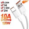 10A USB To Type C Cable 120W Super Fast Charging Phone Charger USB C Data Cord For Samsung Xiaomi Huawei Quick Charger Cable