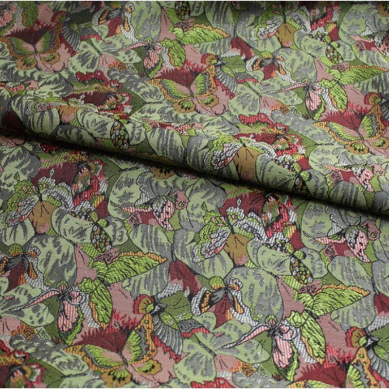 100x75cm Chinese Traditional Silk Jacquard Fabric, Cheongsam Gown, Costumes Clothing, DIY Sewing Fabric, Butterfly Pattern
